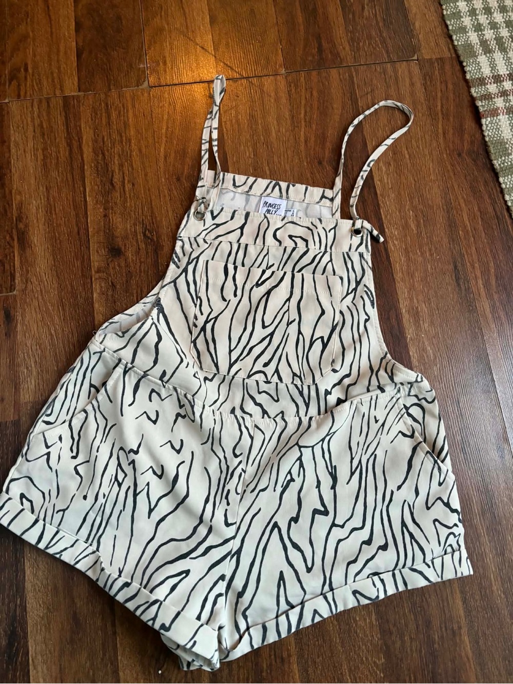 Princess Polly Cream Zebra-Print Short Overalls